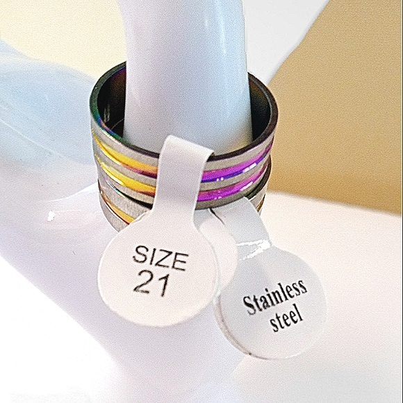 Iridescent Multi-Color Stackable Ring Set - Picture 2 of 6